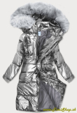 Lesklá zimná bunda - Strieborna - veľkosť: M- SKLADOM