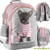 Školský batoh Bulldog - Siva-ružova