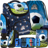 Školská taška/aktovka 5v1 Futbal - Granat