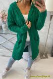 Pletený sveter s kapucňou - Zelena