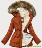 Dámska zimná bunda - Oranžova-béžova