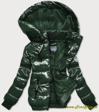 Krátka lesklá zimná bunda - Zelena