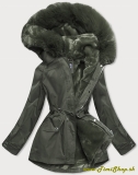 Dámska zimná bunda s kožušinou - Khaki