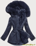Dámska zimná bunda s kožušinou - Granat