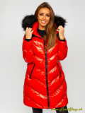 Dlhšia lesklá zimná bunda - Červena