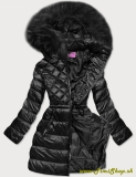 Zimná bunda prešívaná s kapucňou - Čierna