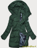 Zimná bunda s neodopínateľnou kapucňou - Zelena