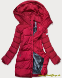 Zimná bunda s neodopínateľnou kapucňou - Červena