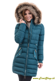 Dámska zimná bunda s odopínateľnou kapucňou - Tyrkys