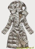 Metalická dlhá zimná bunda - Béžova
