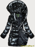 Zimná metalická bunda s 3D efektom - Čierna