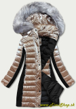 Dámska zimná bunda z kombinovaných materiálov - Béžova