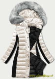 Dámska zimná bunda z kombinovaných materiálov - Ecru