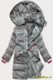 Dámska zimná bunda s farebnými vložkami - Siva