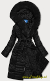 Dlhšia zimná bunda s kožušinkou - Čierna