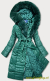 Dlhšia zimná bunda s kožušinkou - Zelena