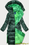 Metalická zimná bunda s farebným zipsom - Zelena
