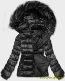 Krátka zimná bunda s vreckom na rukáve - Čierna 