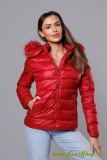 Krátka zimná bunda s vreckom na rukáve - Červena