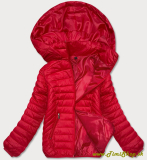 Prechodná prešívaná bunda s kapucňou - Červena