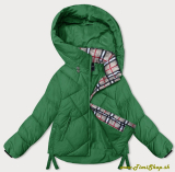 Krátka zimná bunda s ozdobným lemom - Zelena