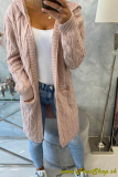 Pletený sveter s kapucňou - Ružova