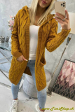Pletený sveter s kapucňou - Horčica