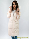 Dlhá zimná bunda s prírodnou kožušinou - Losos