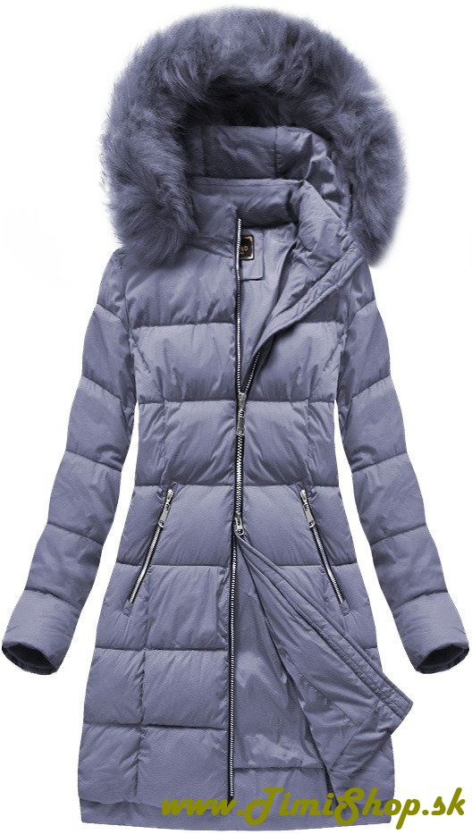 Prešívaná dlhá zimná bunda - Sv.fialova - veľkosť: 2XL - SKLADOM