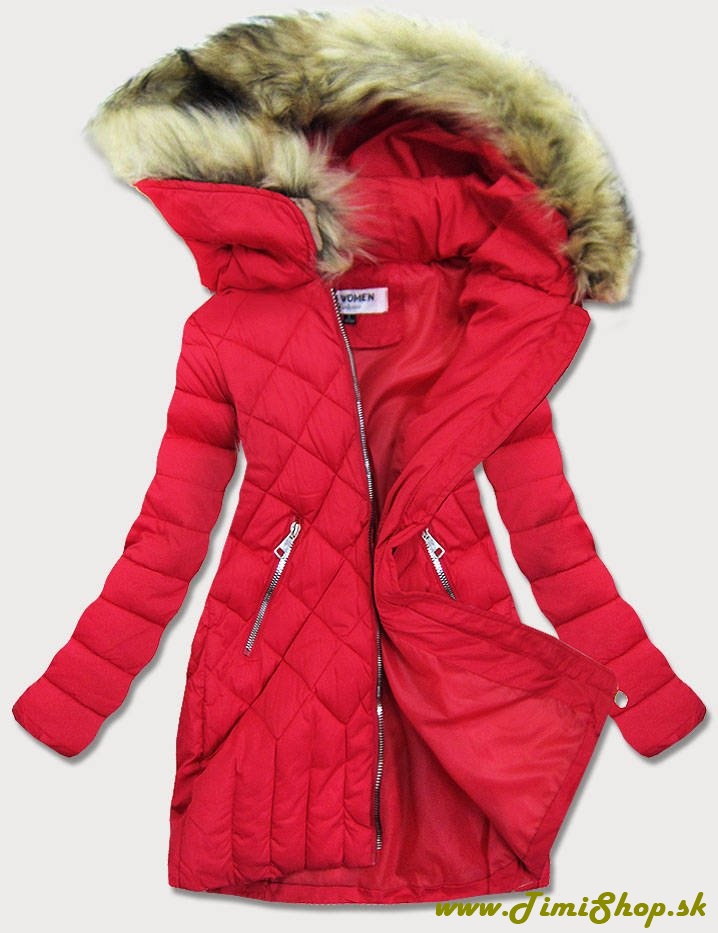 Prešívaná zimná bunda - Červena