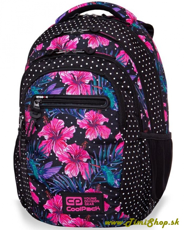 Školský batoh Ružové kvety - Čierna