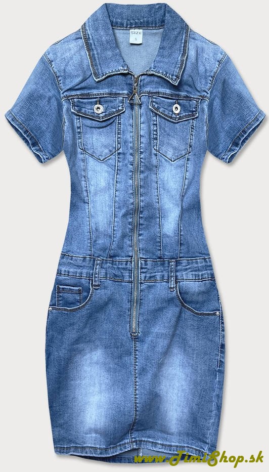 Jeansové šaty so zipsom - Modra