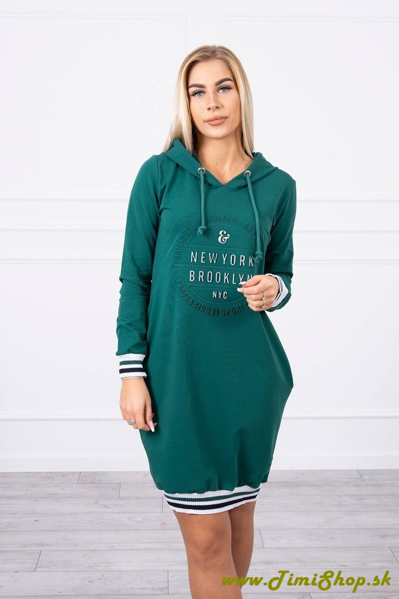 Športové šaty s kapucňou - Zelena