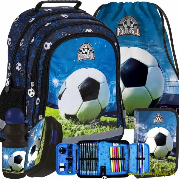 Školský batoh 5v1 Futbal - Modra