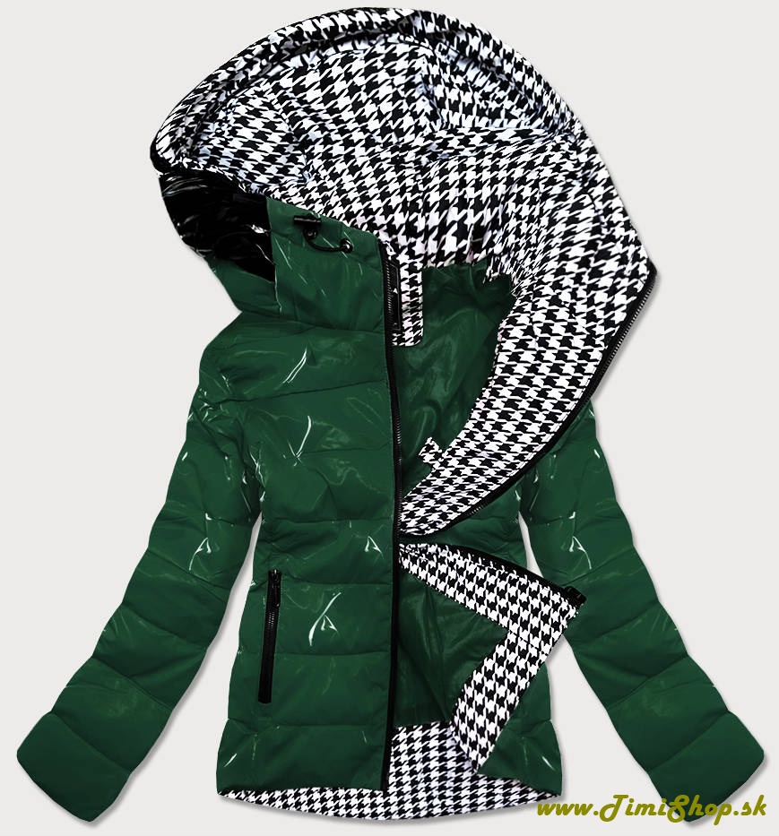 Prechodná bunda so vzorovanou podšívkou - Zelena