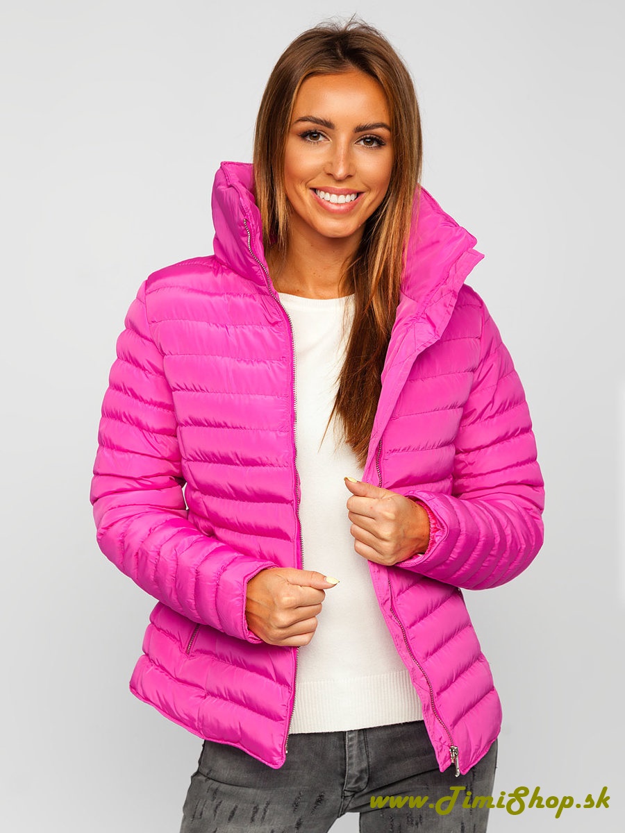 Zimná bunda bez kapucne -  Ružova