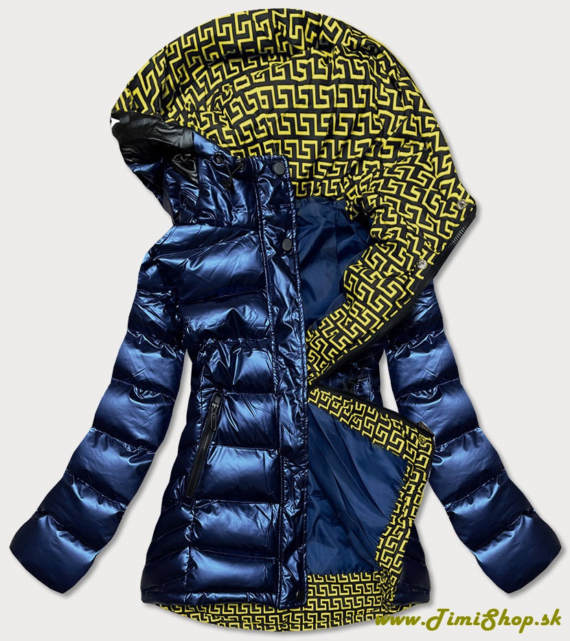 Metalická zimná bunda - Granat-žlta