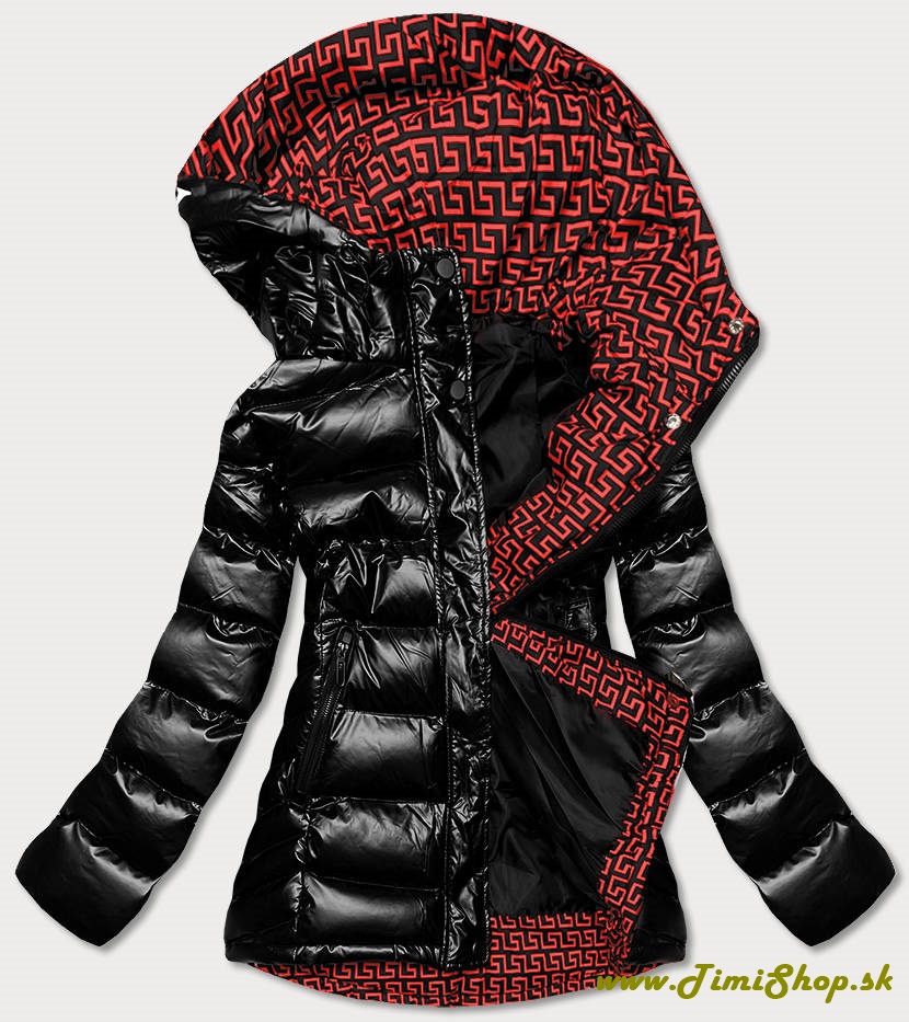 Metalická zimná bunda - Čierna-červena