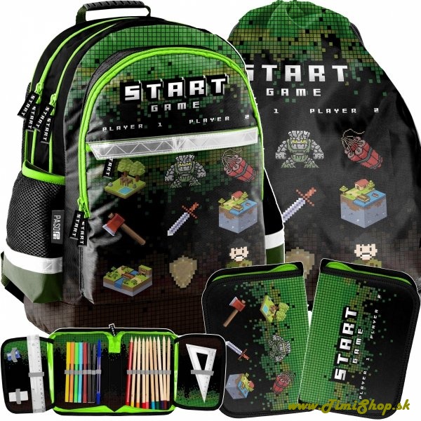 Školský batoh 3v1 Minecraft - Čierna