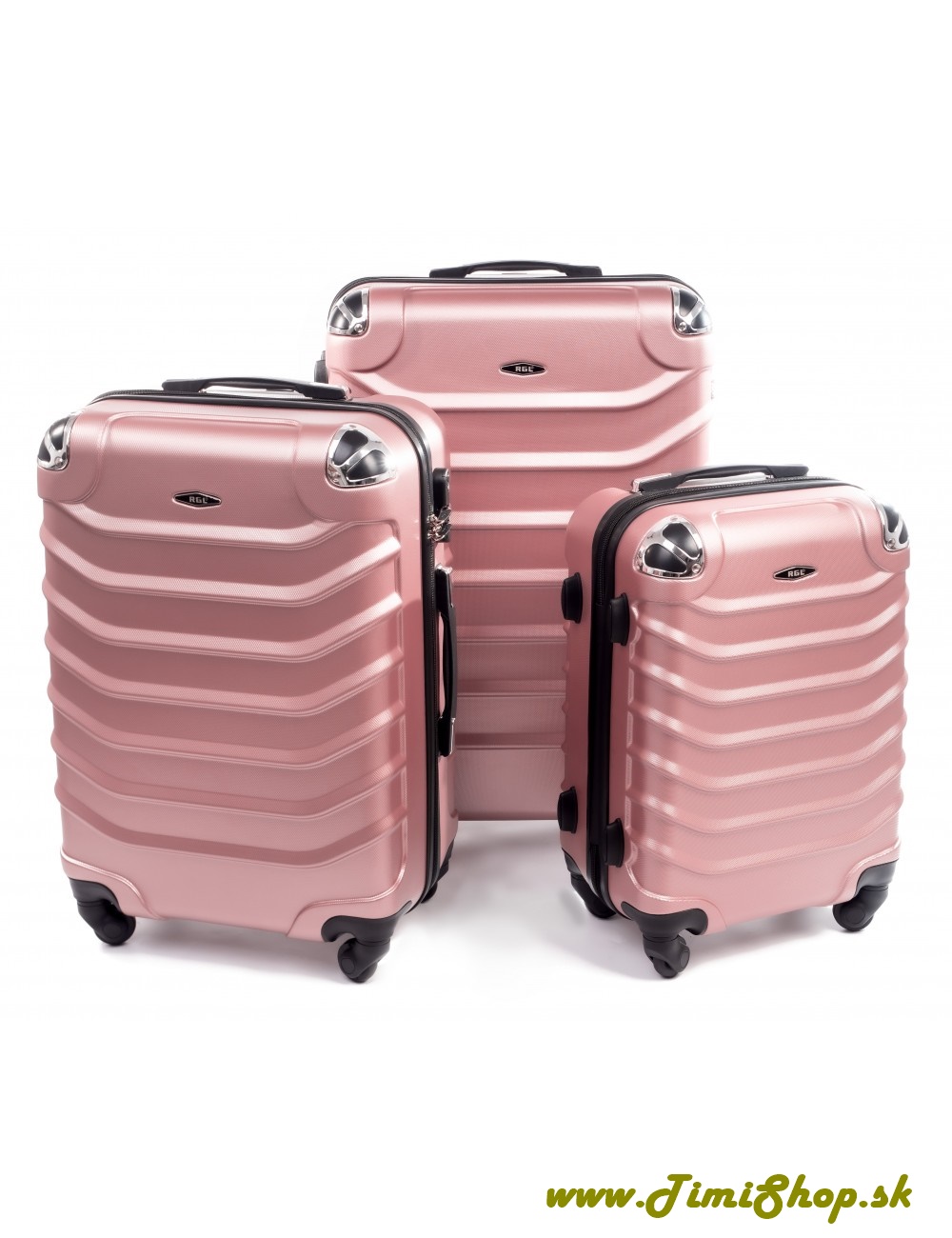 Sada cestovných kufrov 3v1 XXL, XL, L - Ružova