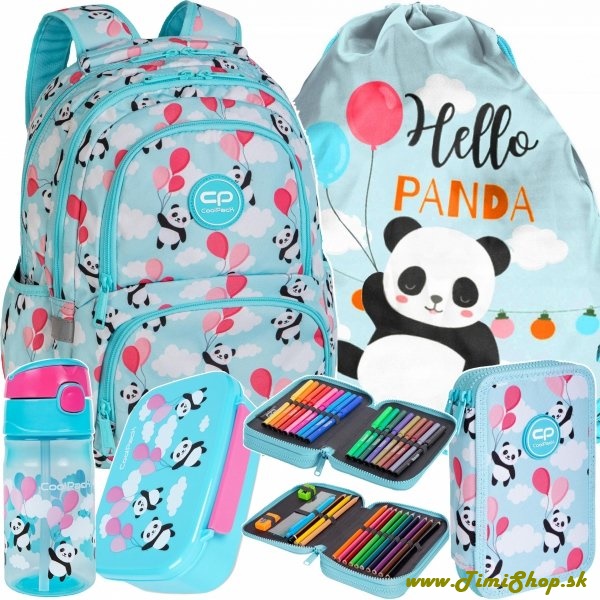 Školský batoh 5v1 Panda - Tyrkys