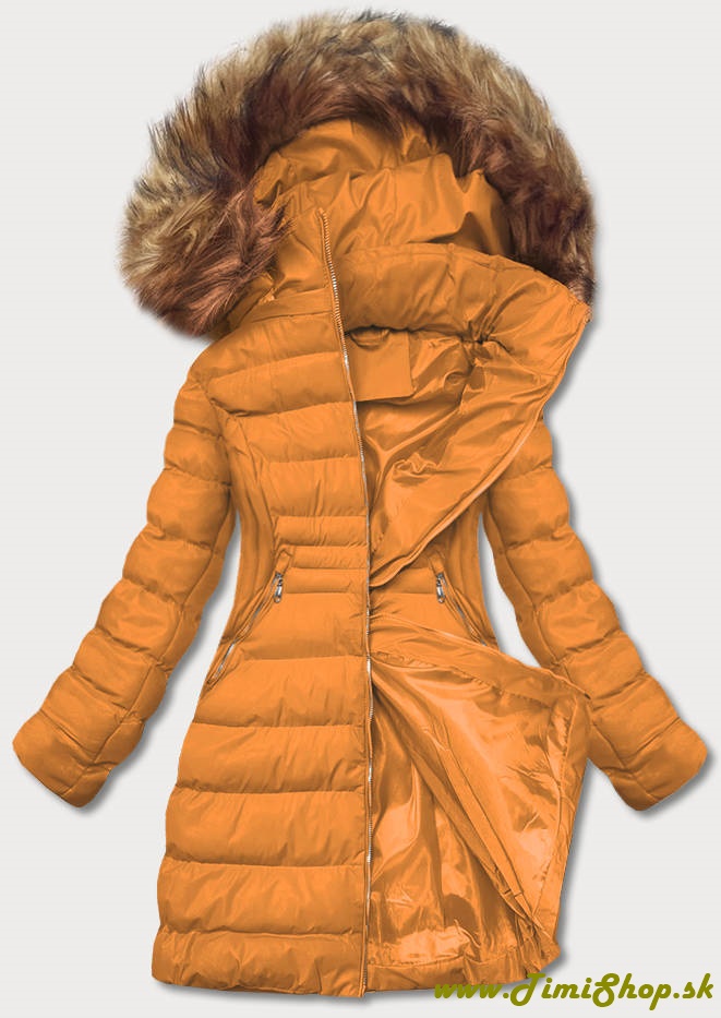 Zimná bunda s kožušinkou - Horčica