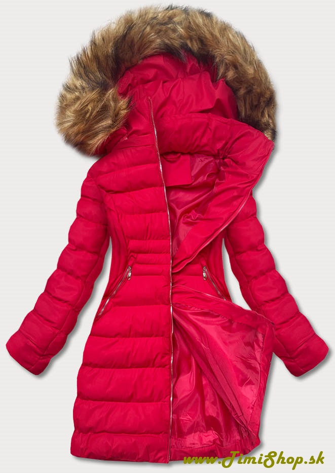 Zimná bunda s kožušinkou - Červena
