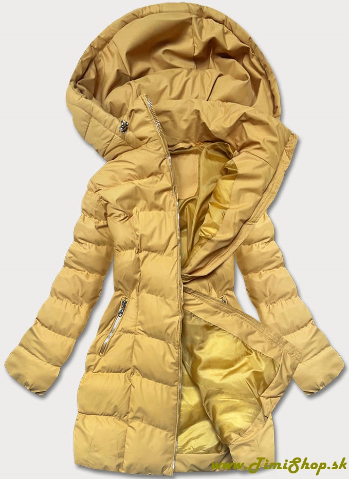 Zimná bunda s kapucňou - Žlta