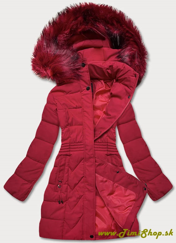 Zimná bunda s odopínateľnou kožušinou - Červena