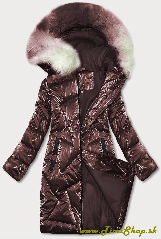 Metalická zimná bunda - Hneda