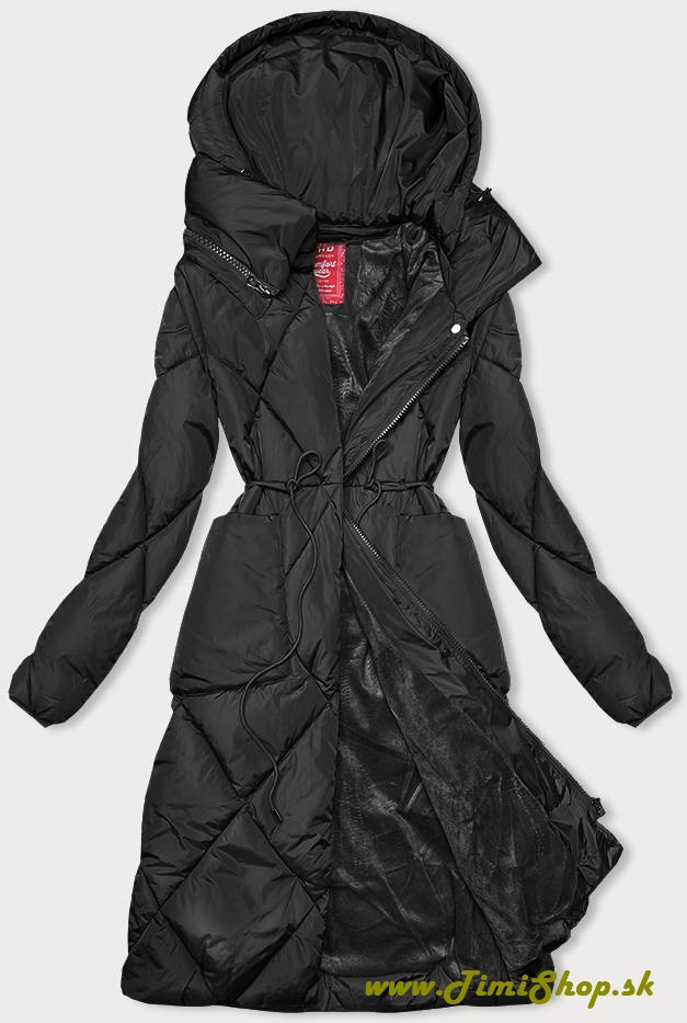 Zimná bunda s golierom - Čierna