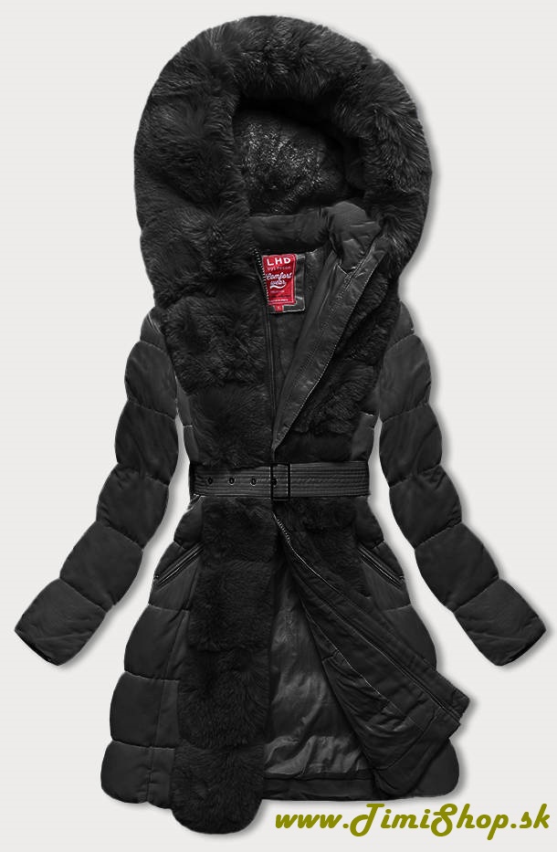 Zimná bunda s kožušinou - Čierna