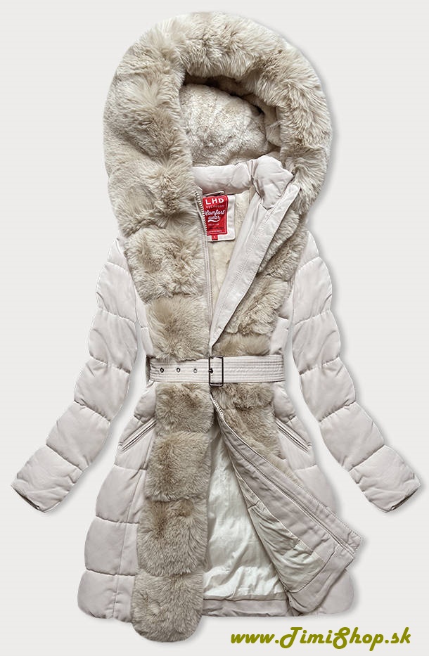 Zimná bunda s kožušinou - Béžova