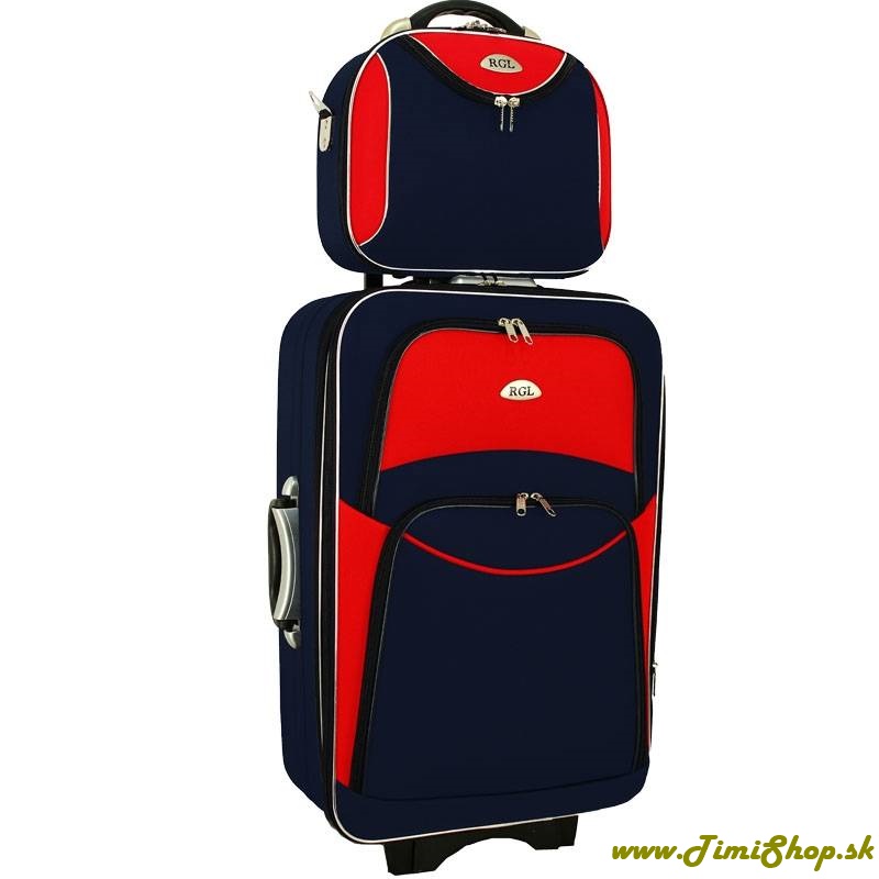 Cestovný kufor + kufrík - Granat-červena (L + L)